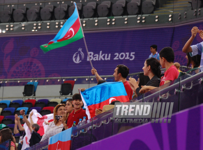 Azərbaycan gimnastı Marina Durunda Avropa Oyunlarında gümüş medal qazandı. Bakı, Azərbaycan, 21 iyun 2015 